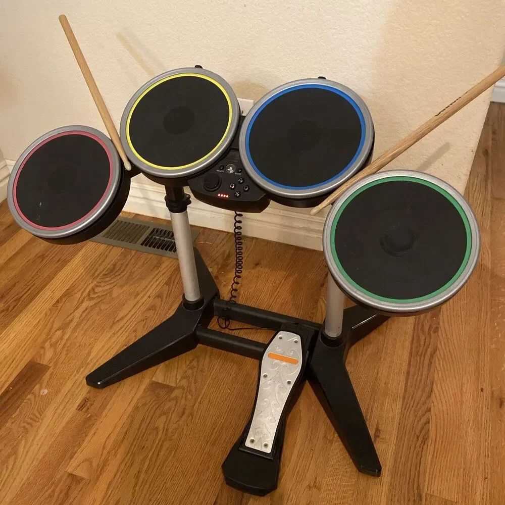 PlayStation Rock Band Harmonix PSDMS2 Drums Set Stand Pedal & Drum Sticks